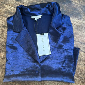 Blue Emory park blouse size large NWT